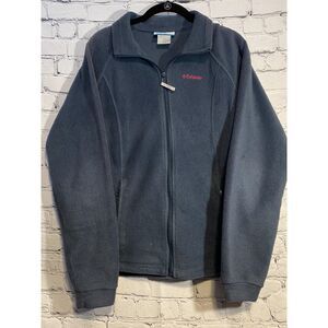 Columbia Women's Fleece Jacket Size 18/20 Zip Front Grey/Blue SEE MEASUREMENTS